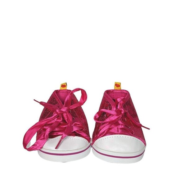Build A Bear BAB Pink Tennis Shoes Glitter Sparkly Lace Up - Picture 1 of 6